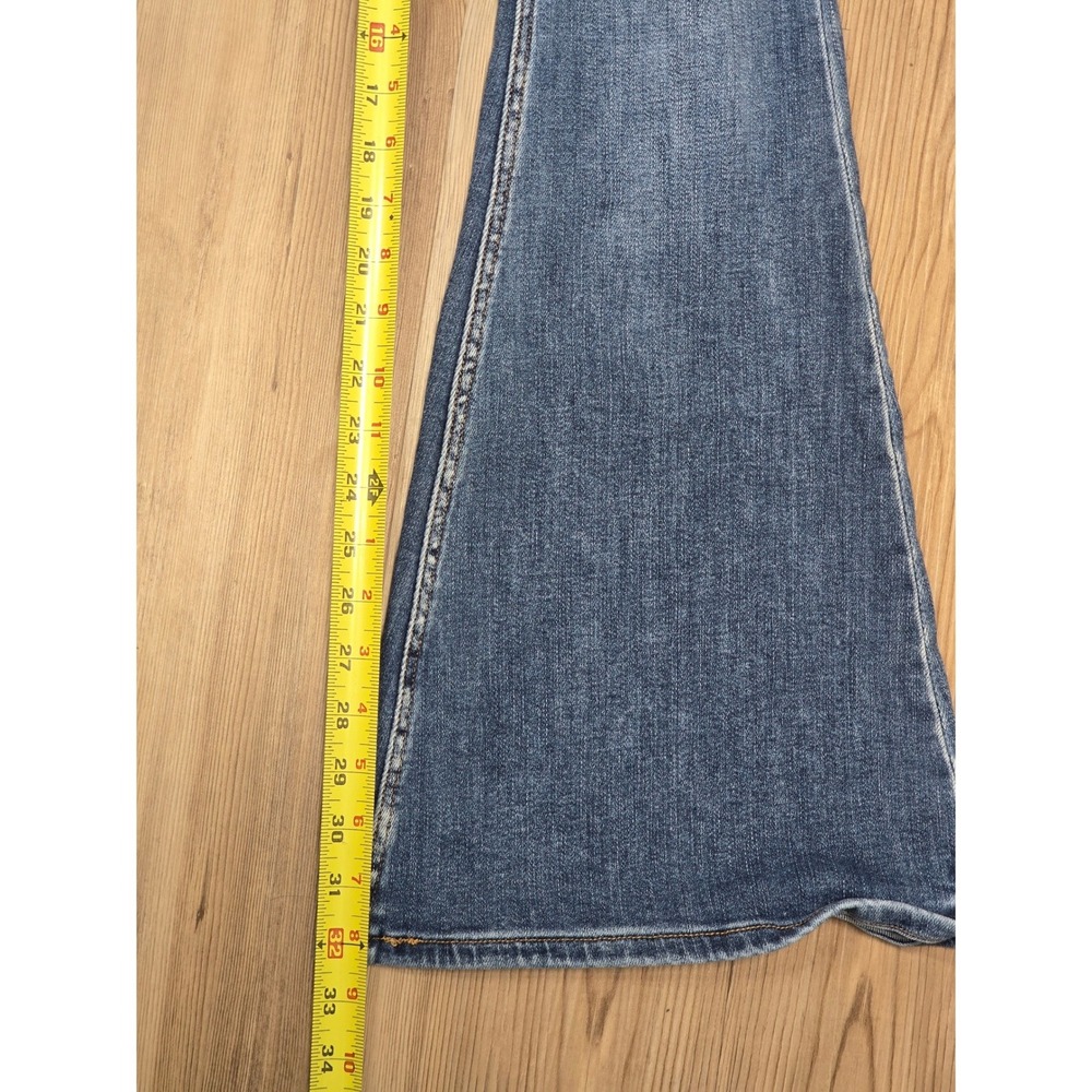 Flying Monkey High Rise Super Flare Distressed Stretch Jeans 26 Medium Wash - Picture 6 of 8